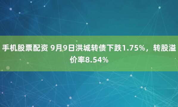 手机股票配资 9月9日洪城转债下跌1.75%，转股溢价率8.54%